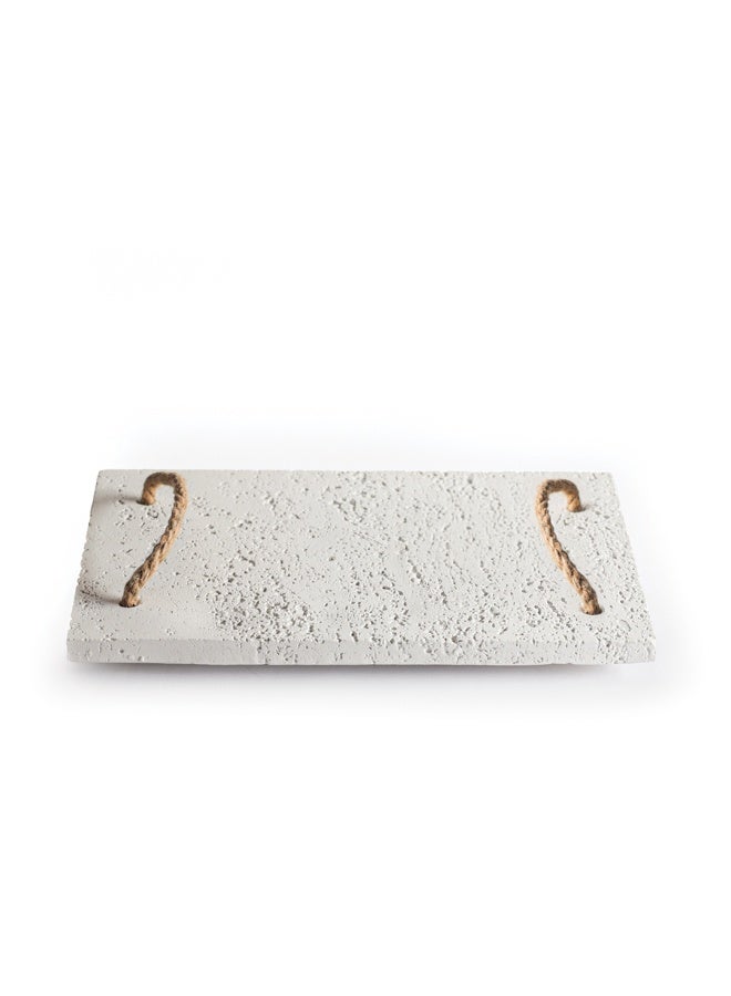 Si Bonne Natural Travertine Stone Bathtub Tray with Rope Handles – Rectangular Bathroom Caddy Organizer for Candles, Skincare, Towels and Spa Accessories - Image 1
